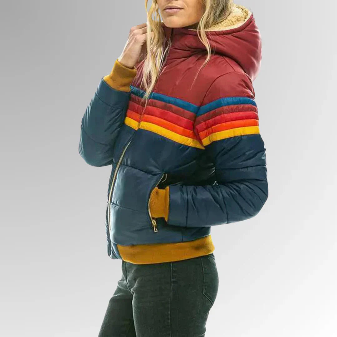 Grayce - Rainbow Striped Zip-Up Jacket